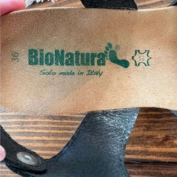 BioNatura Stylish Black Leather Sandals clogs, size 36, EUC, made in Italy - Picture 7 of 7